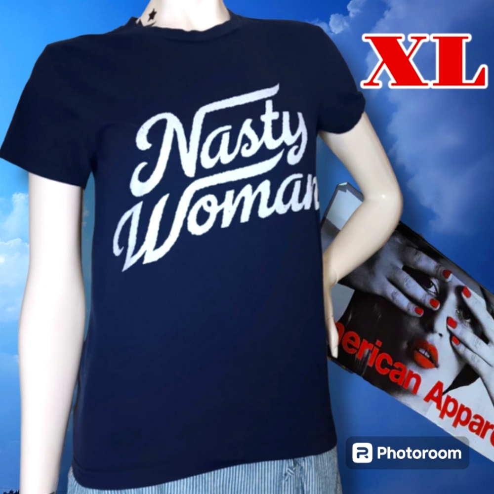 NEW "NASTY WOMAN" T-Shirt Joan Jett & the Blackhearts 90s AMERICAN APPAREL Sz XL